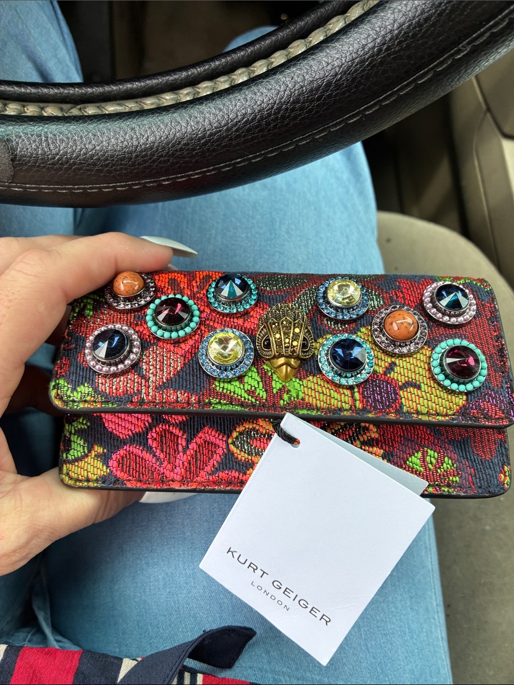 Kurt Geiger Multicolor Embellished Floral Jewel Clutch